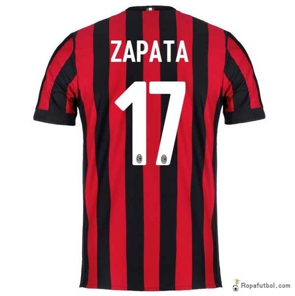 Camiseta AC Milan Replica Primera Ropa Zapata 2017/18 Rojo